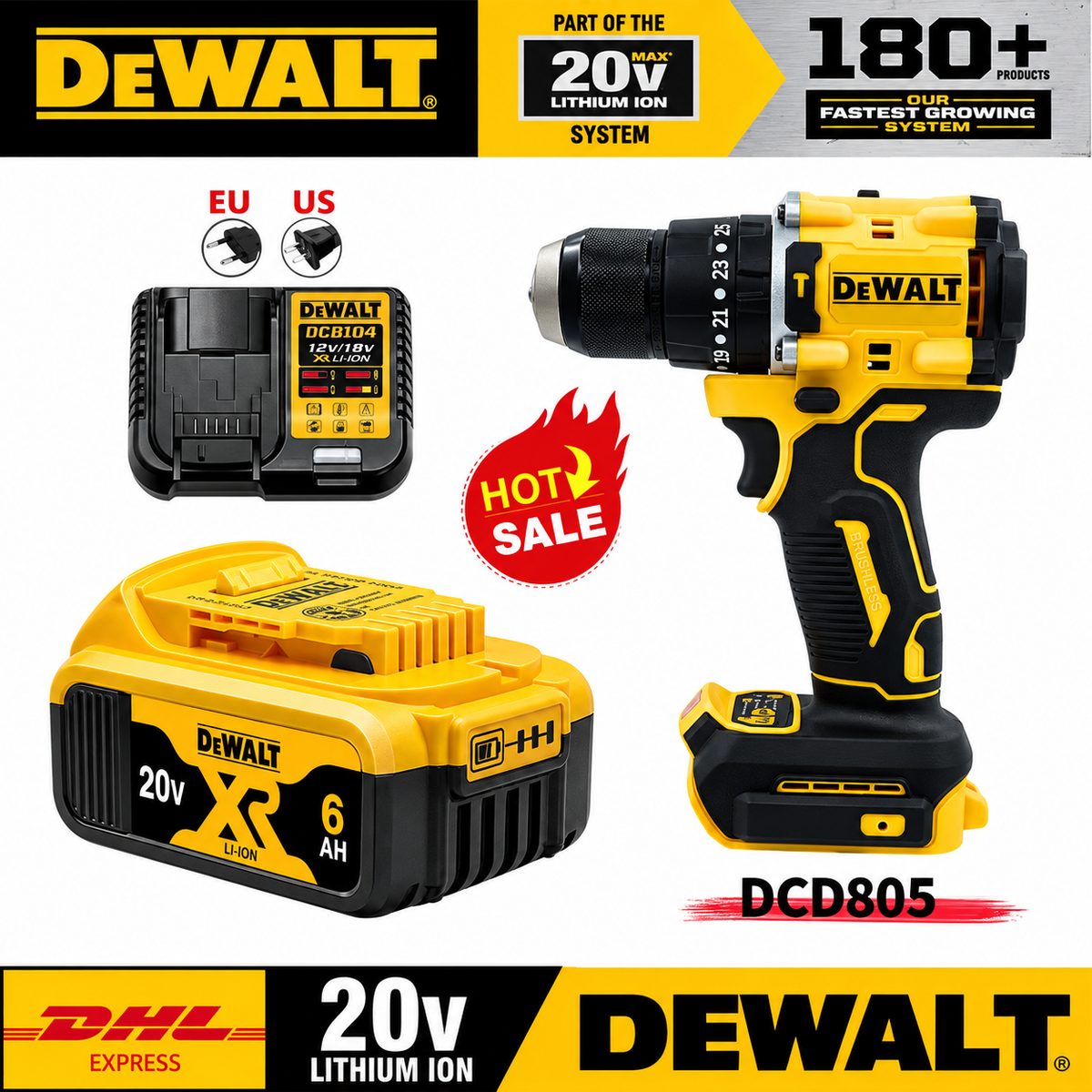 DEWALT DCD805 20V Brushless Cordless Hammer Drill/Driver